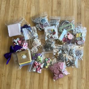 Lot of unused scrapbook decorations.